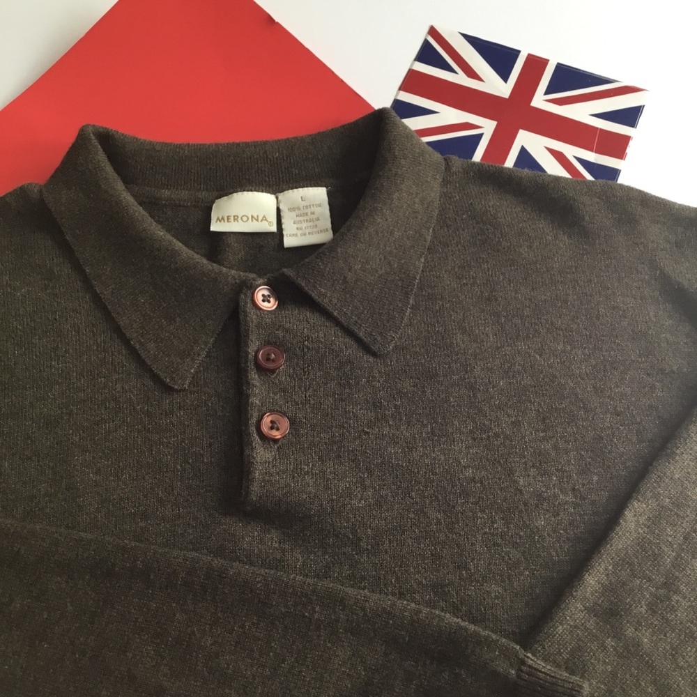 Men’s 100% Cotton Olive/Brown Mod Sweater
